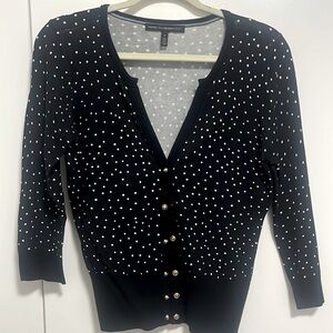 WHBM Cardigan sweater. 
Black with white dots
Excellent condition